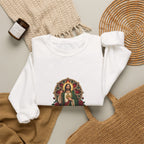San Judas Tadeo Crimson Rose Window Crewneck Sweatshirt