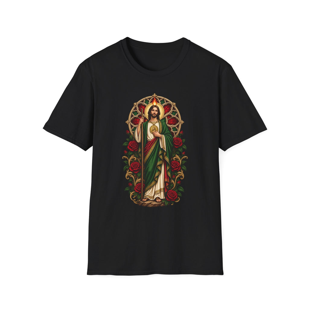 San Judas Tadeo Crimson Rose Window Unisex T-Shirt