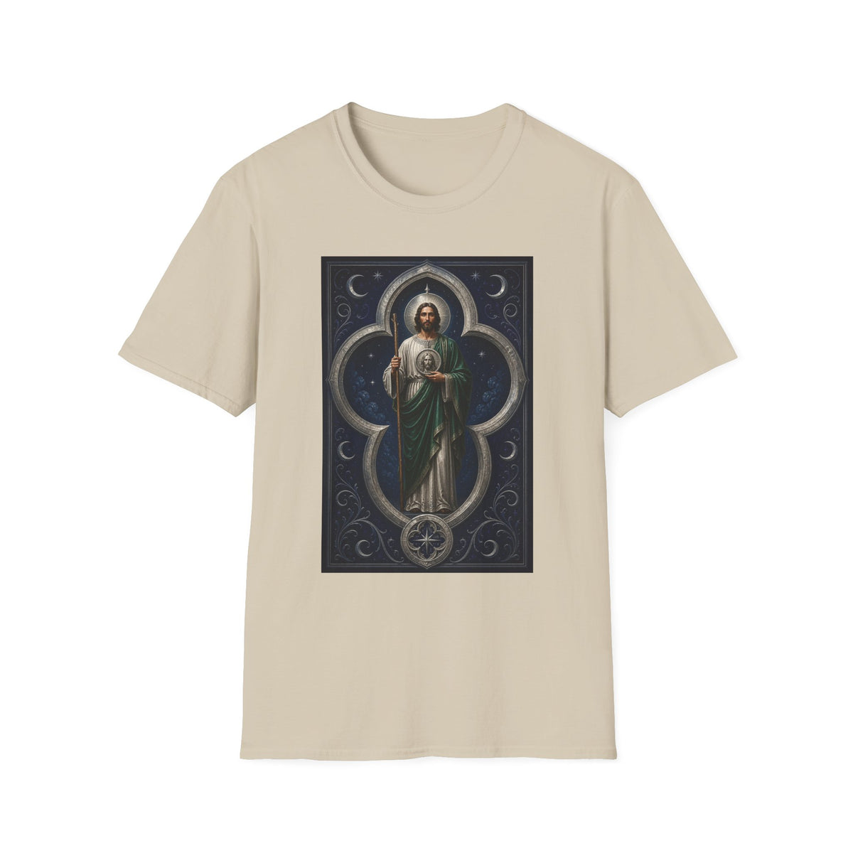 San Judas Tadeo Silver Moon Quatrefoil Unisex T-Shirt