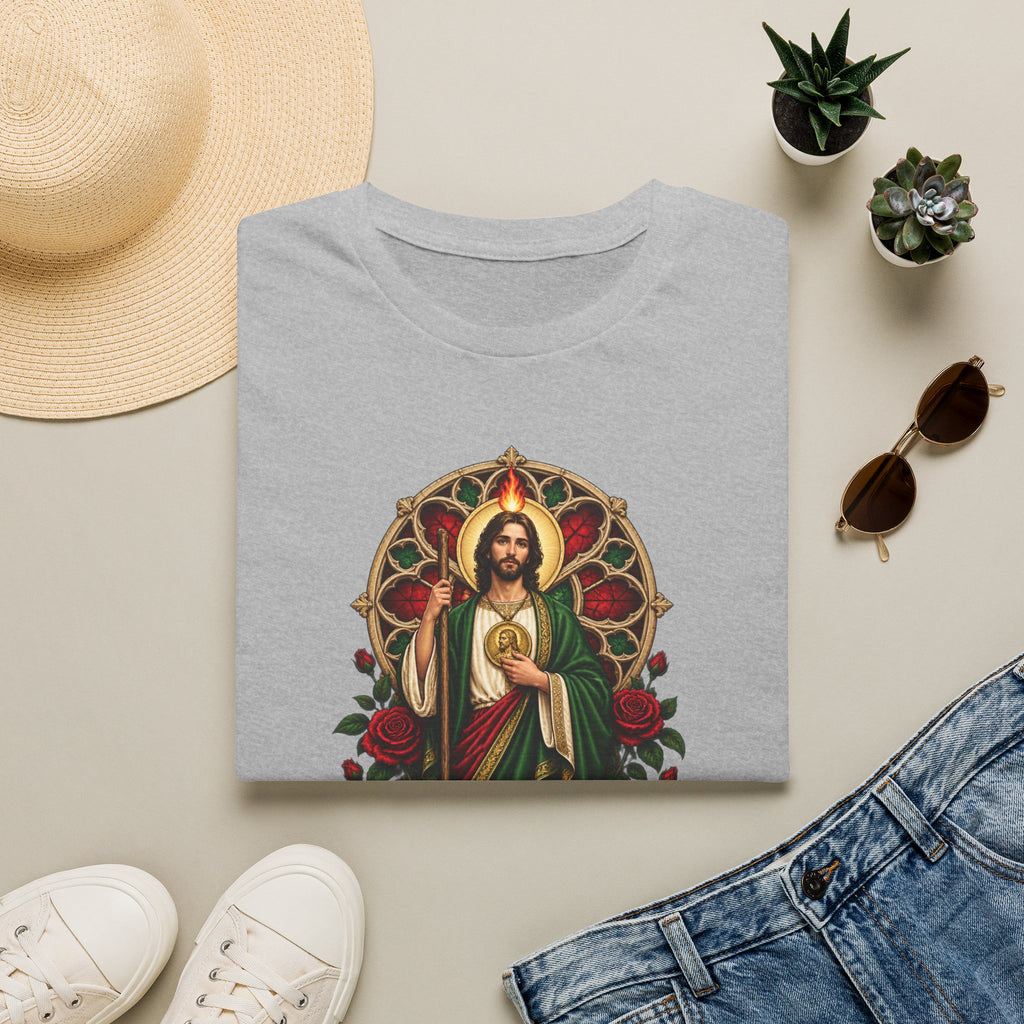 San Judas Tadeo Crimson Rose Window Unisex T-Shirt