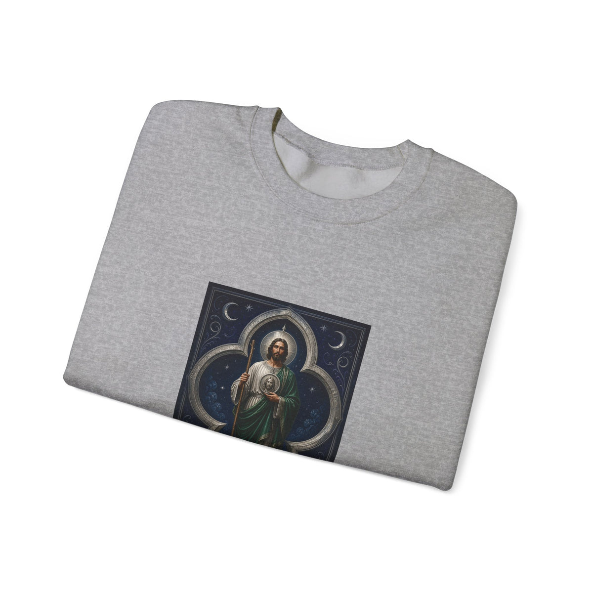 San Judas Tadeo Silver Moon Quatrefoil Crewneck Sweatshirt