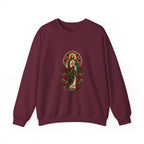 San Judas Tadeo Crimson Rose Window Crewneck Sweatshirt