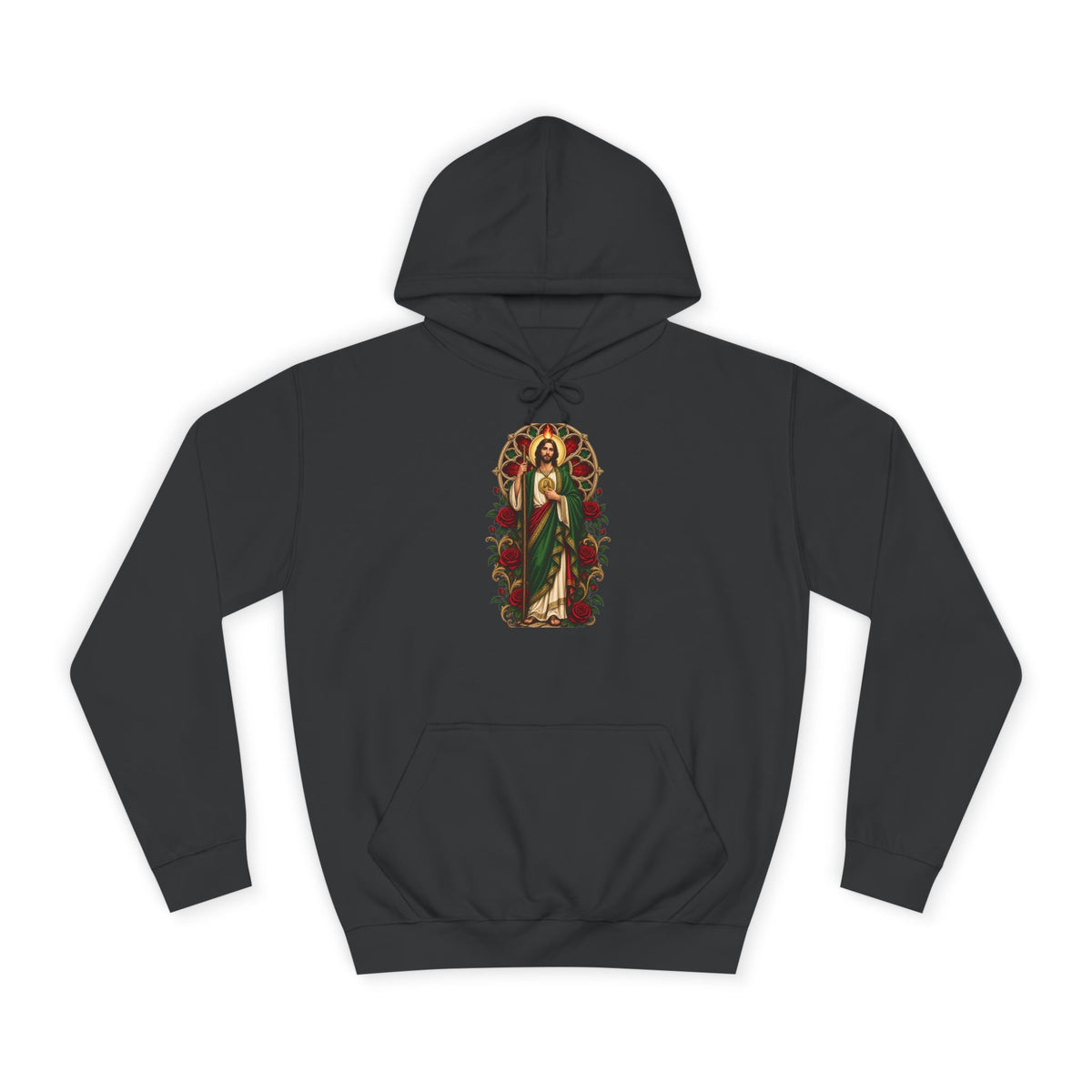 San Judas Tadeo Crimson Rose Window Unisex Hoodie