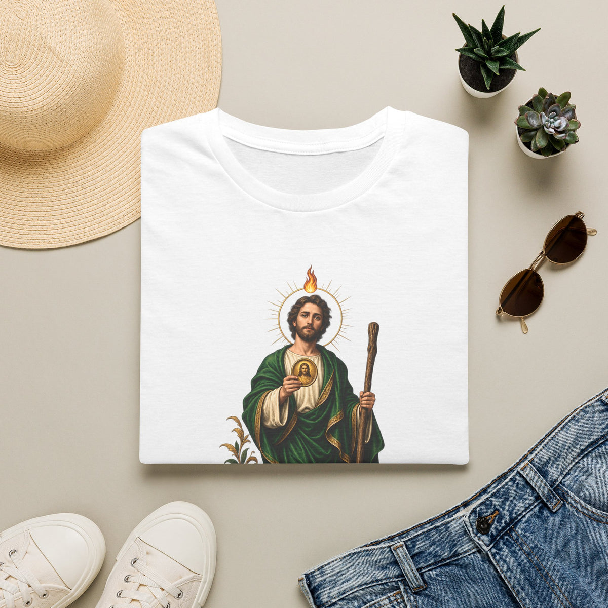 San Judas Tadeo Black & Gold Sacred Heart Unisex T-Shirt