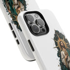 San Judas phone case with midnight blue compass artwork, detail view 24