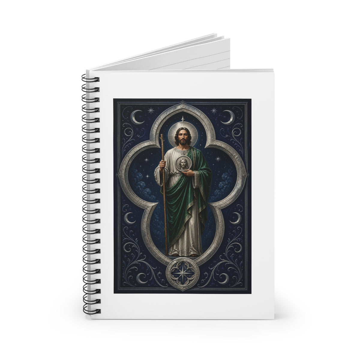 San Judas Tadeo Silver Moon Quatrefoil Spiral Notebook product preview, view 2