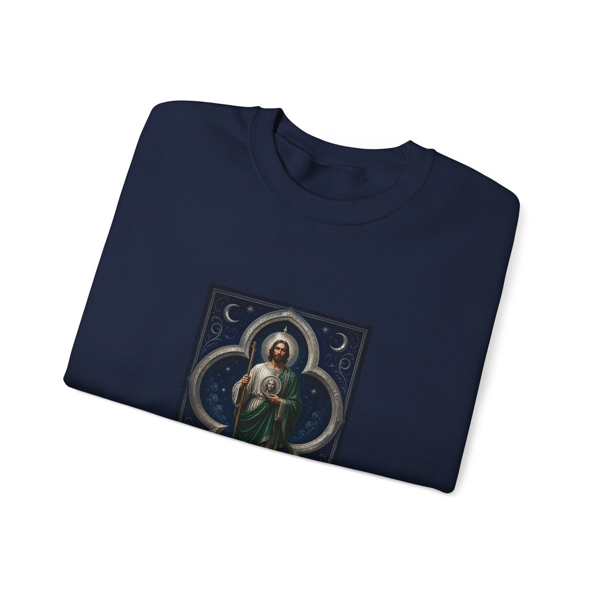 San Judas Tadeo Silver Moon Quatrefoil Crewneck Sweatshirt