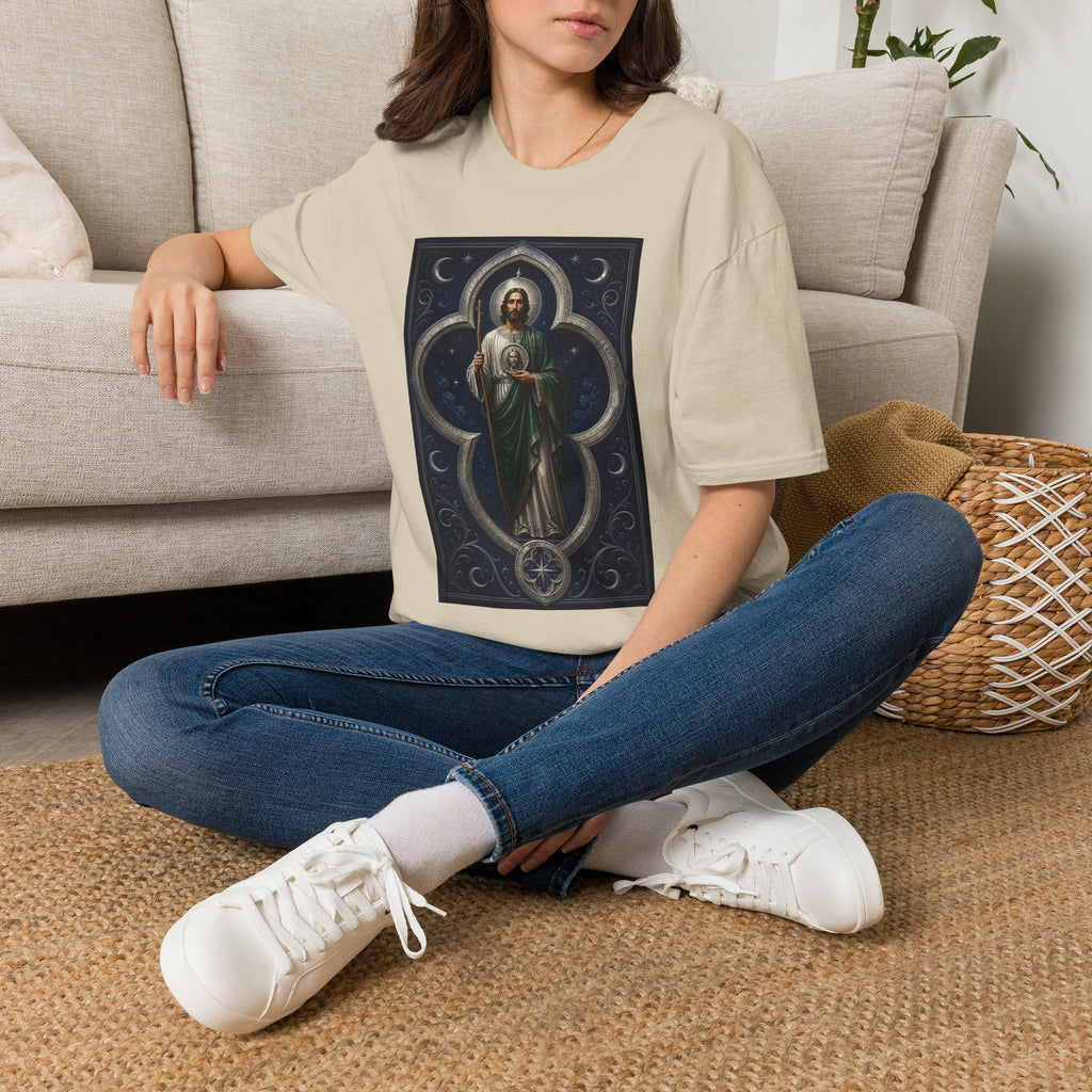 San Judas Tadeo Silver Moon Quatrefoil Unisex T-Shirt