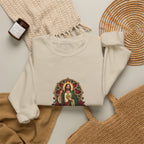 San Judas Tadeo Crimson Rose Window Crewneck Sweatshirt