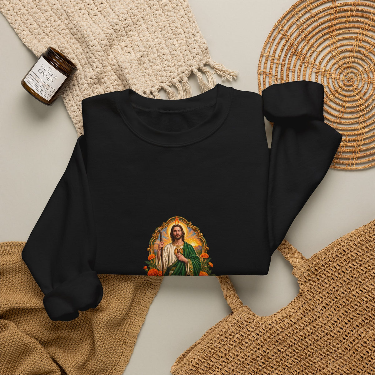 San Judas Tadeo Marigold Sun Arch Crewneck Sweatshirt