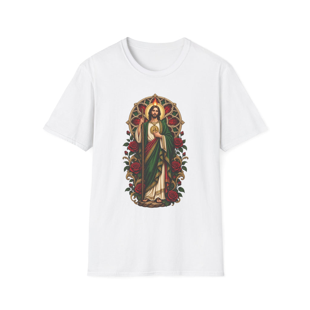 San Judas Tadeo Crimson Rose Window Unisex T-Shirt