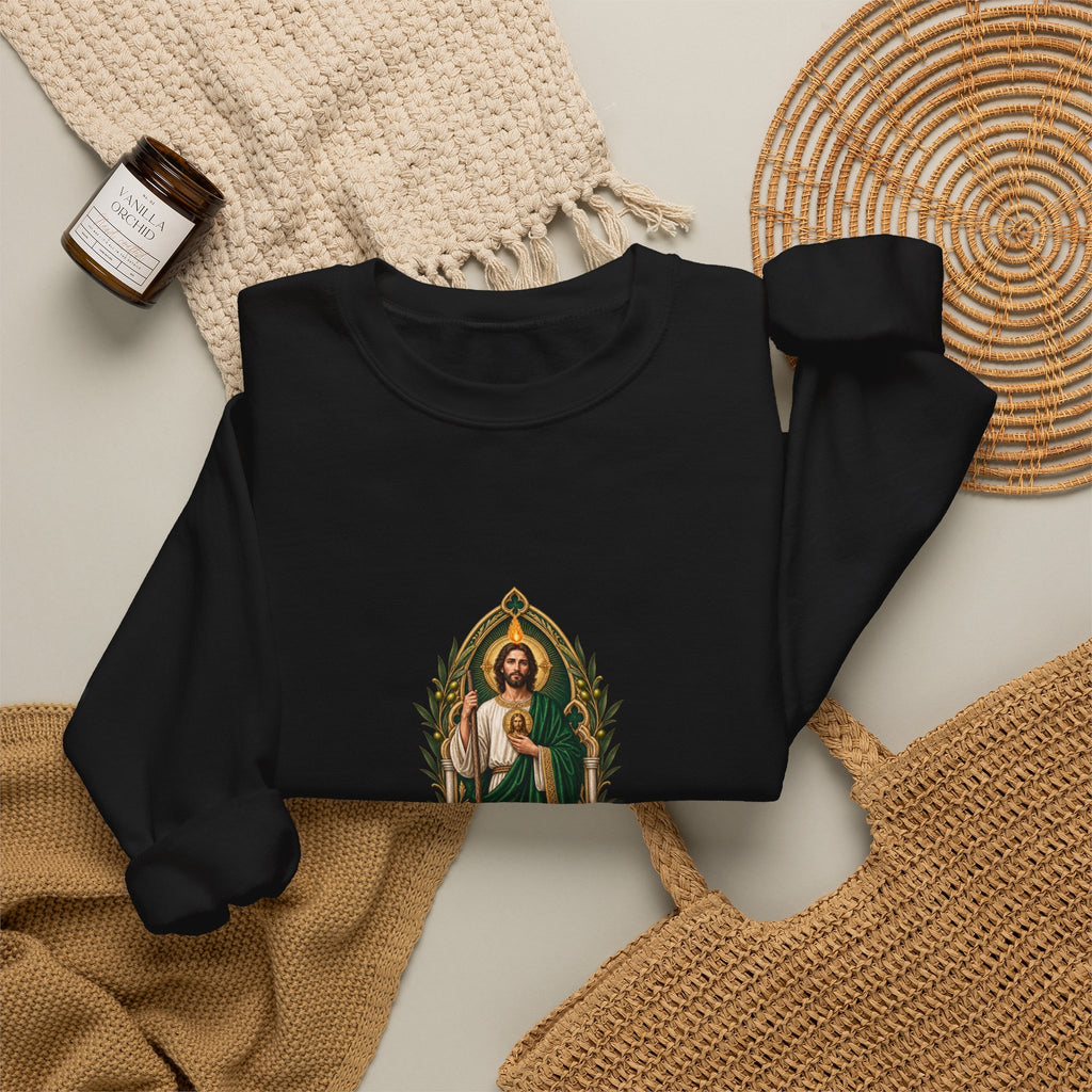 San Judas Tadeo Olive Reliquary Crewneck Sweatshirt