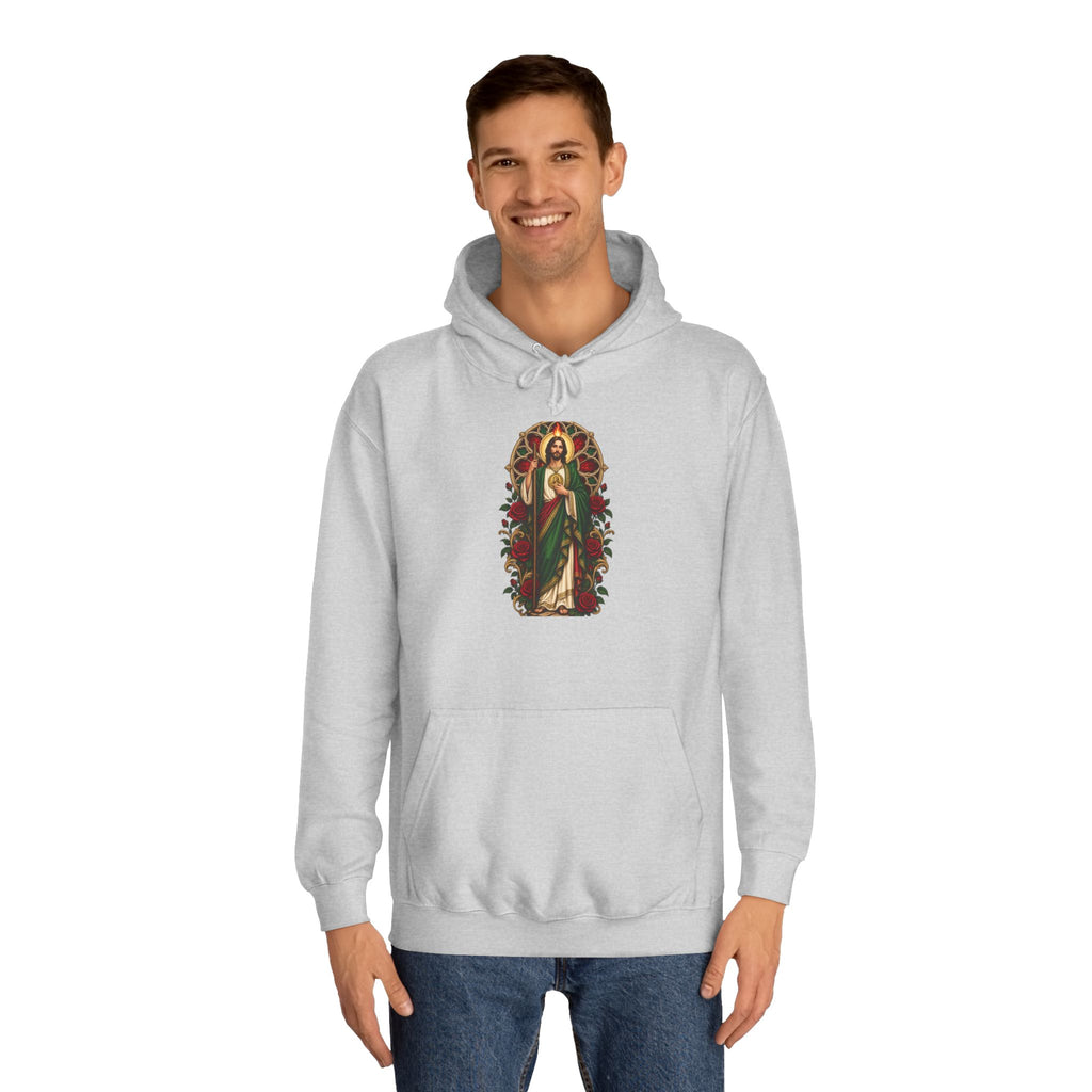 San Judas Tadeo Crimson Rose Window Unisex Hoodie