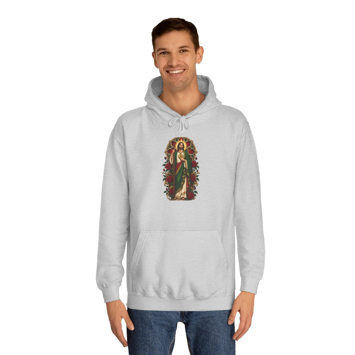 San Judas Tadeo Crimson Rose Window Unisex Hoodie