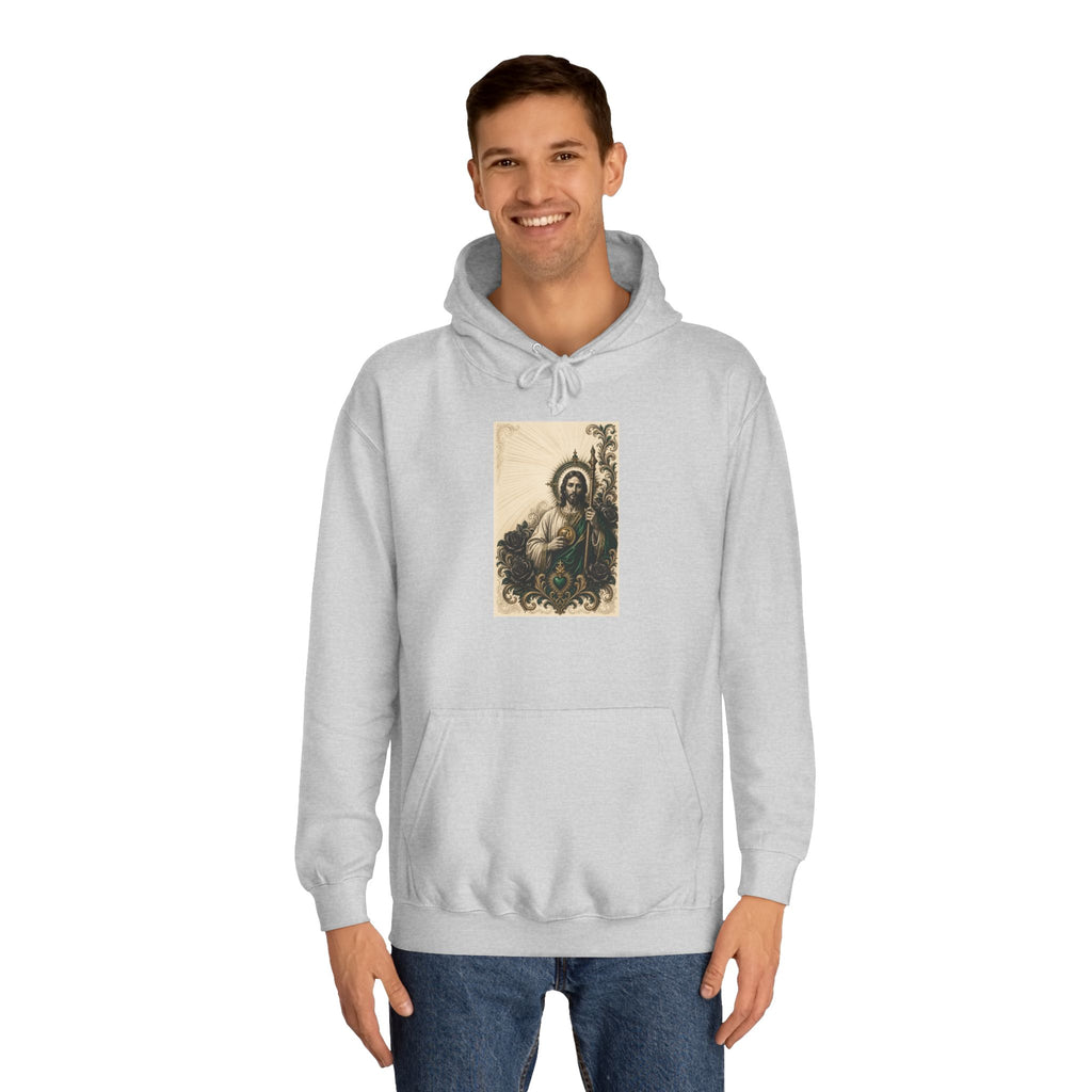 San Judas Tadeo Emerald & Gold Sacred Heart Unisex Hoodie product view 9