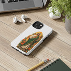San Judas phone case with marigold sun arch artwork, detail view 15
