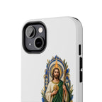 San Judas phone case with cobalt chapel mosaic artwork, detail view 13