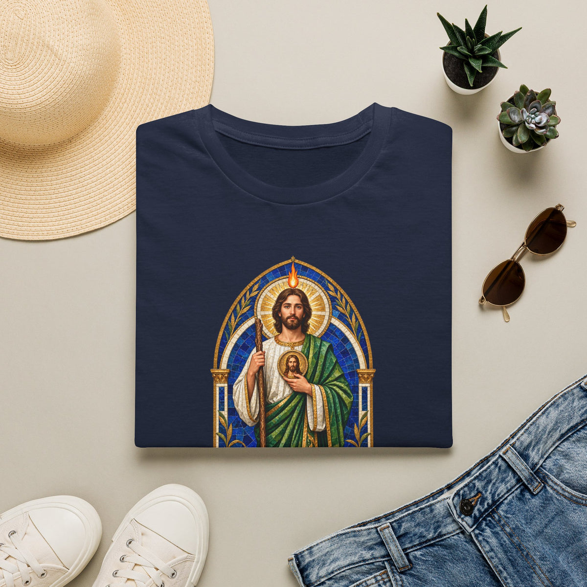 San Judas Tadeo Cobalt Chapel Mosaic Unisex T-Shirt