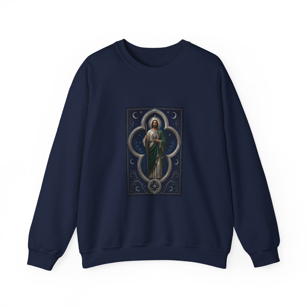 San Judas Tadeo Silver Moon Quatrefoil Crewneck Sweatshirt