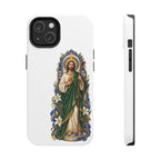 San Judas phone case with cobalt chapel mosaic artwork, detail view 14