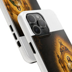 San Judas phone case with amber pilgrim lantern artwork, detail view 19