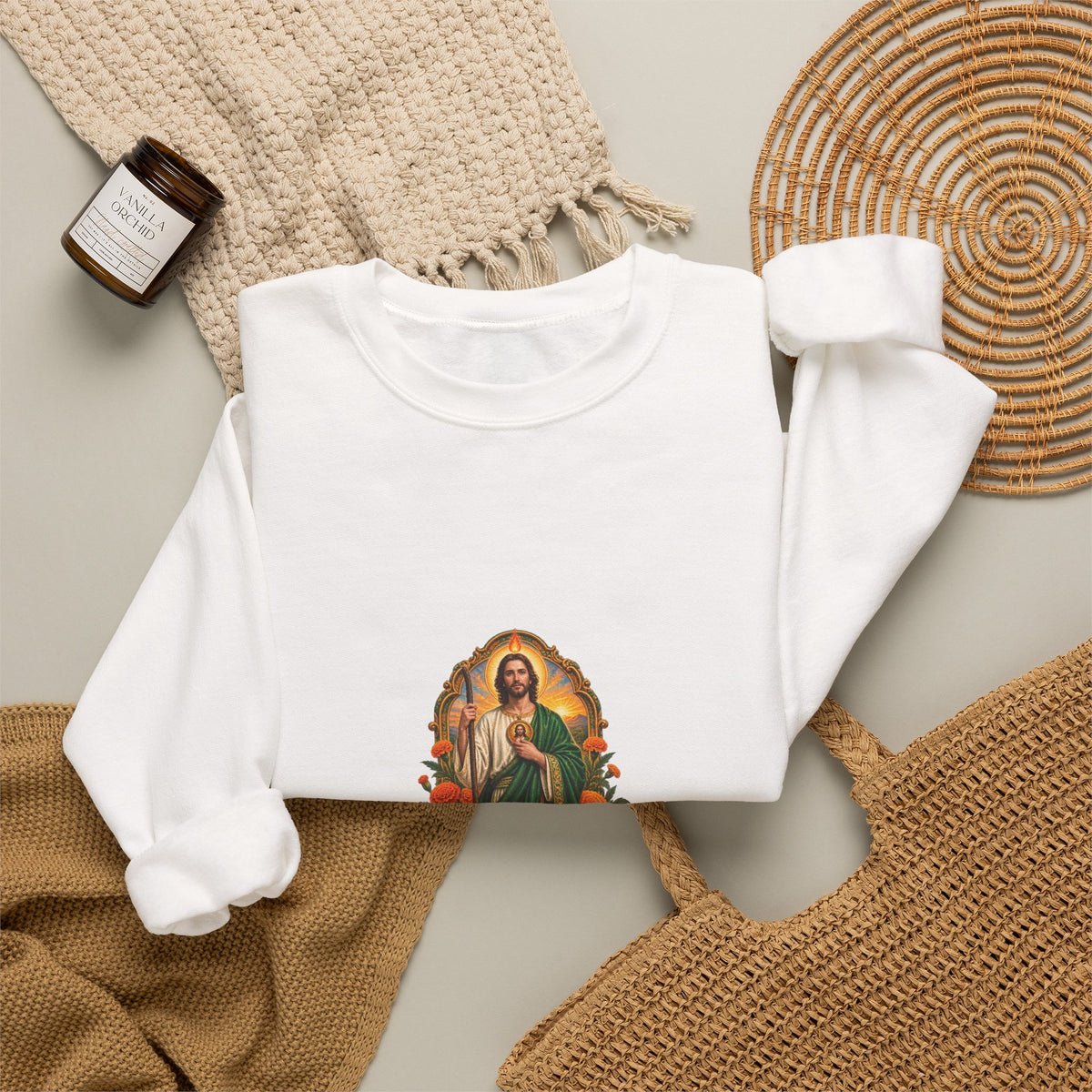 San Judas Tadeo Marigold Sun Arch Crewneck Sweatshirt