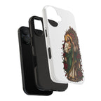 San Judas phone case with crimson rose window artwork, detail view 27