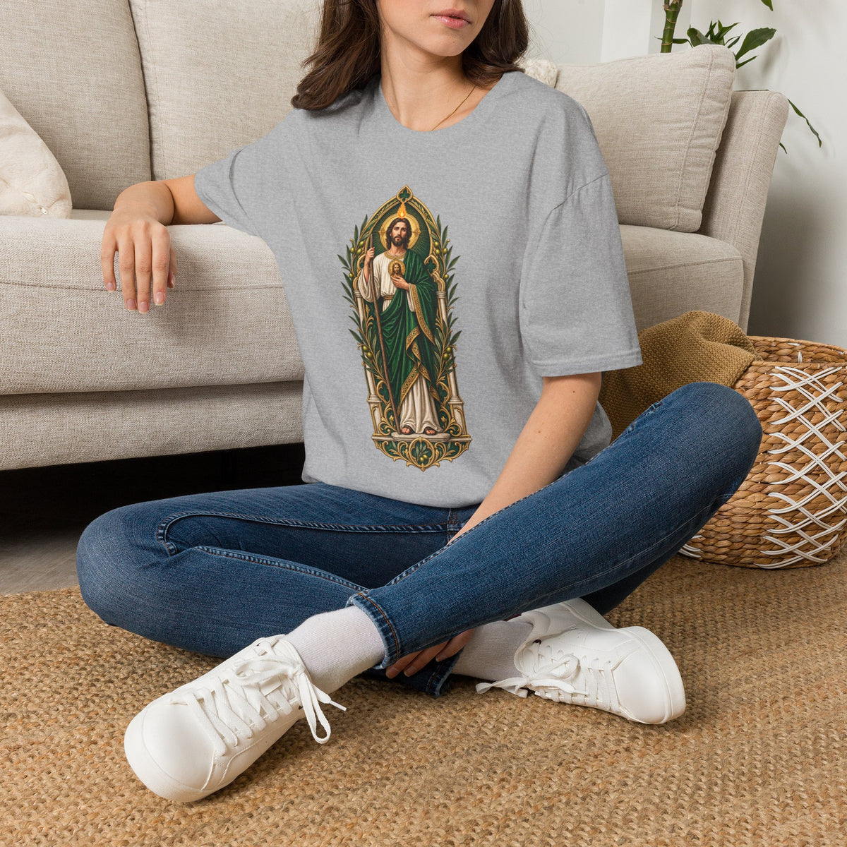 San Judas Tadeo Olive Reliquary Unisex T-Shirt