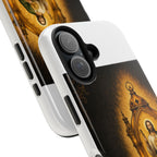 San Judas phone case with amber pilgrim lantern artwork, detail view 26
