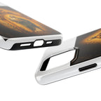 San Judas phone case with amber pilgrim lantern artwork, detail view 20