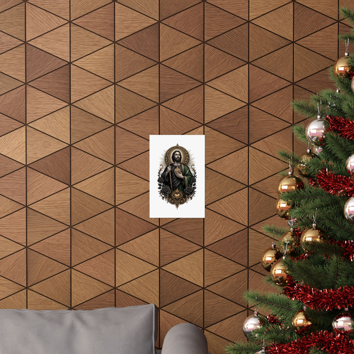 San Judas Tadeo black and gold matte poster product preview, view 8