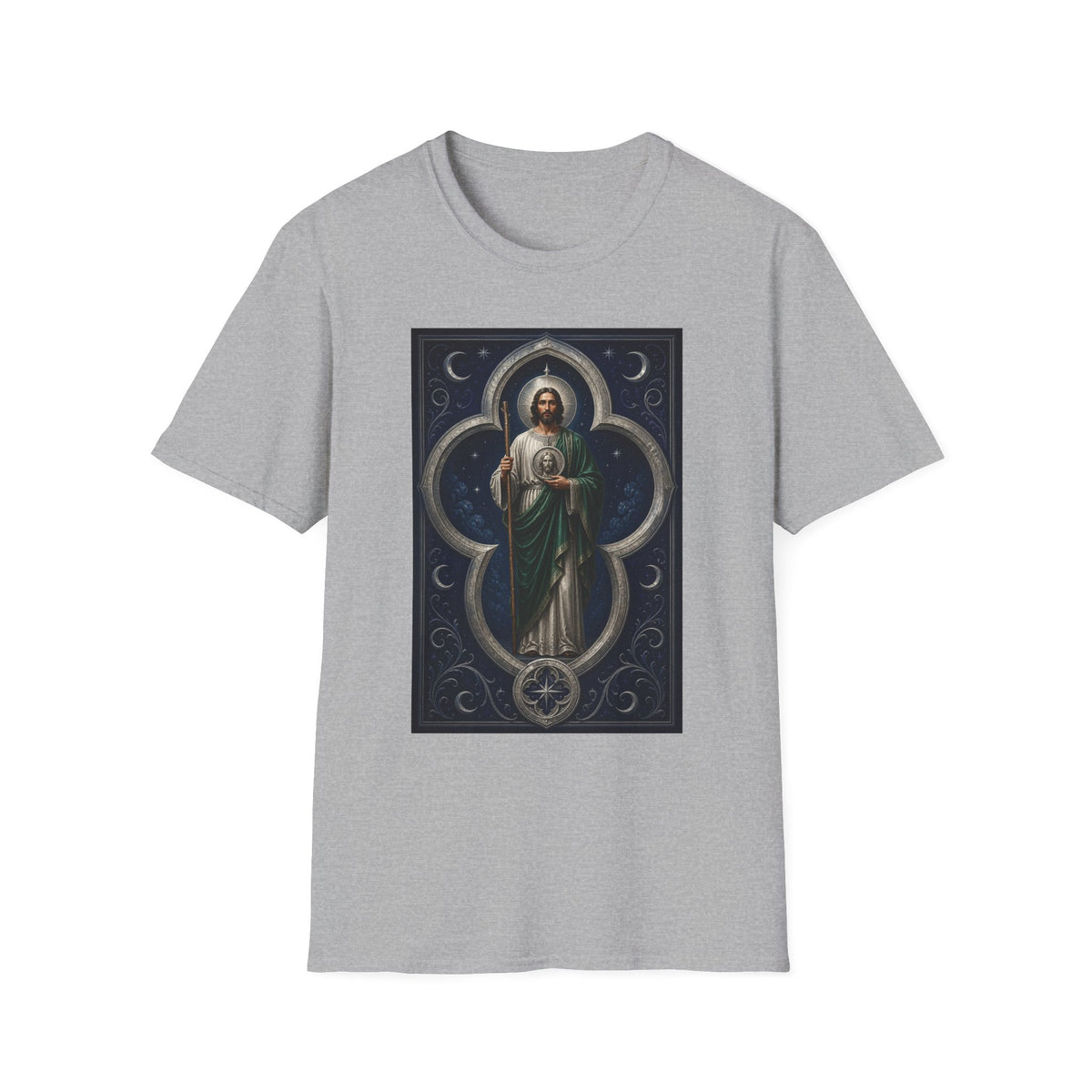 San Judas Tadeo Silver Moon Quatrefoil Unisex T-Shirt
