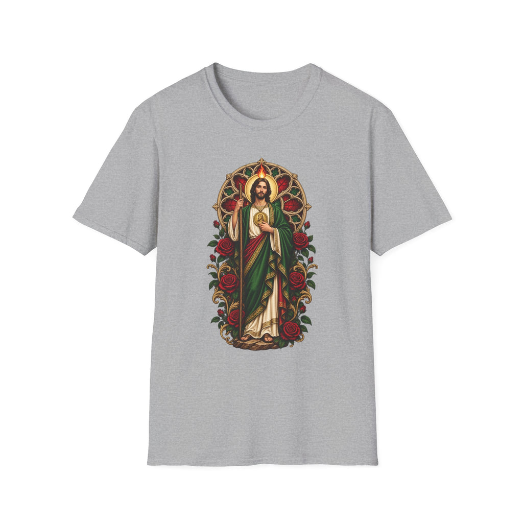 San Judas Tadeo Crimson Rose Window Unisex T-Shirt