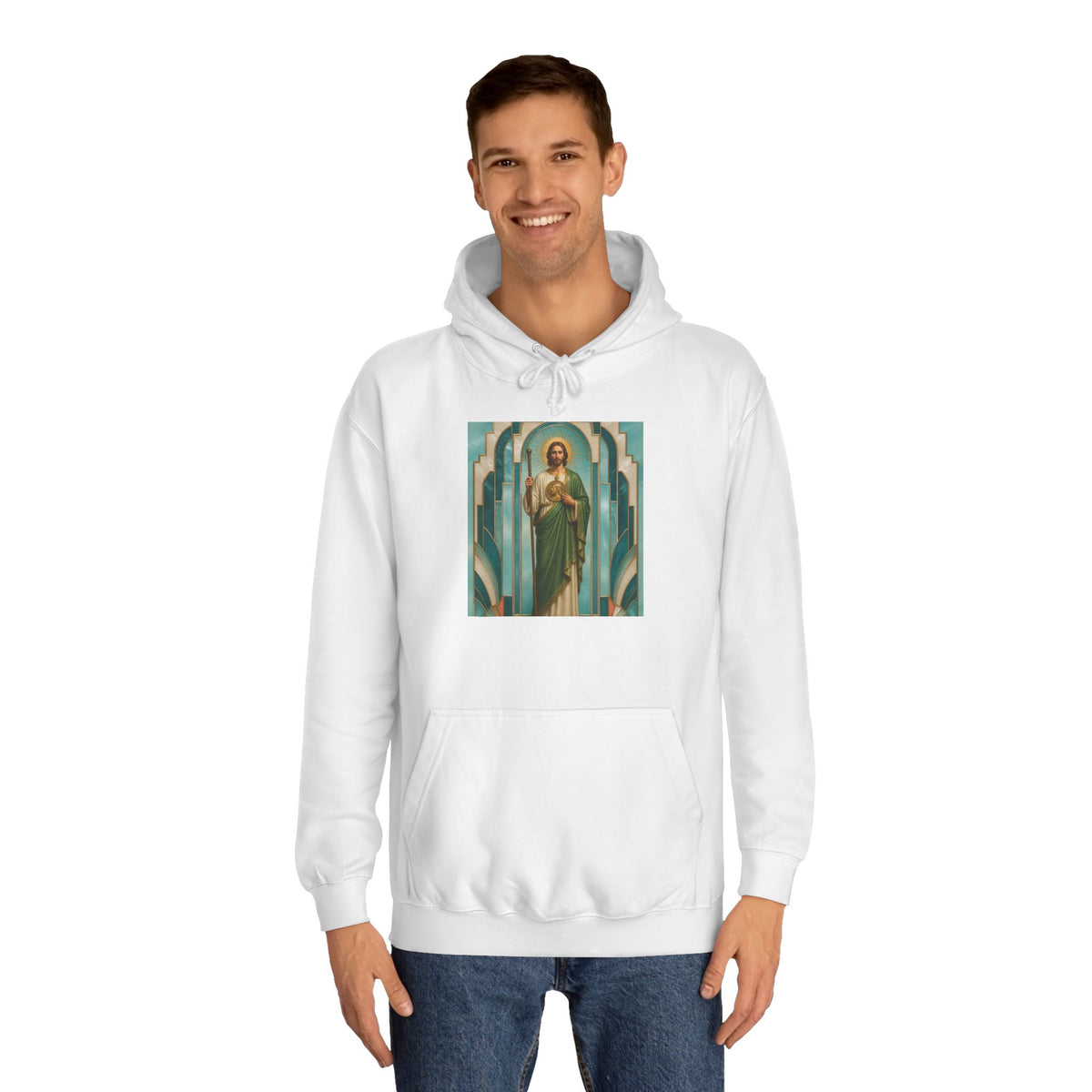 San Judas Tadeo Aqua Radiant Sanctuary Unisex Hoodie