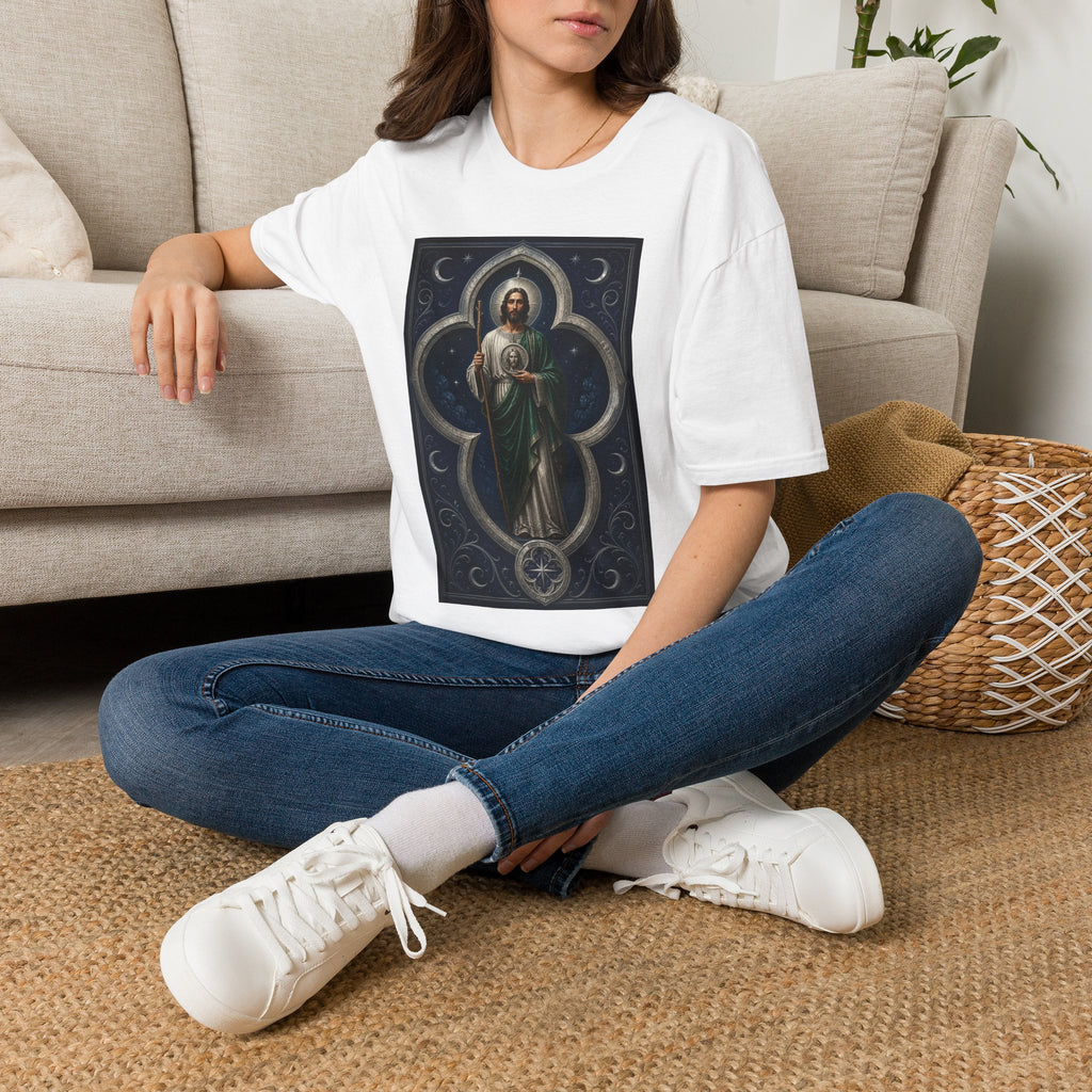 San Judas Tadeo Silver Moon Quatrefoil Unisex T-Shirt