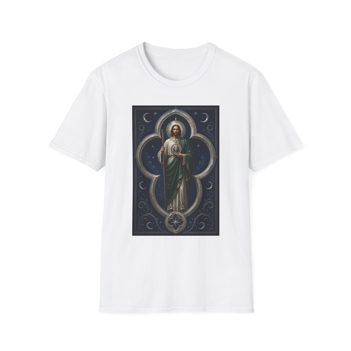 San Judas Tadeo Silver Moon Quatrefoil Unisex T-Shirt