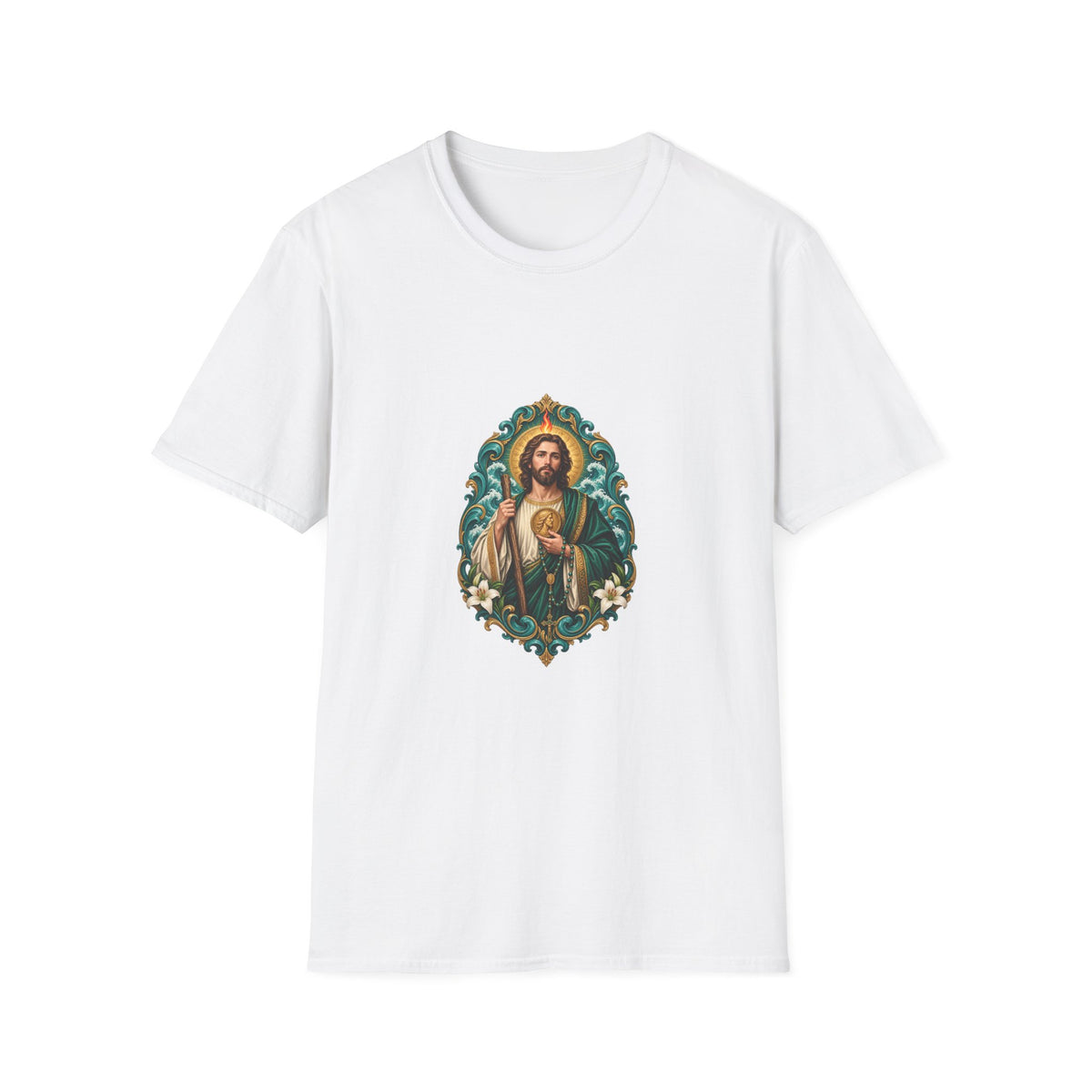San Judas Teal Rosary Harbor T-Shirt product preview, view 7