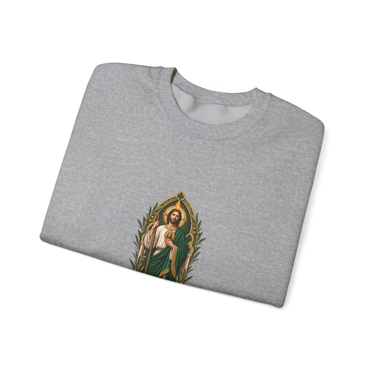 San Judas Tadeo Olive Reliquary Crewneck Sweatshirt