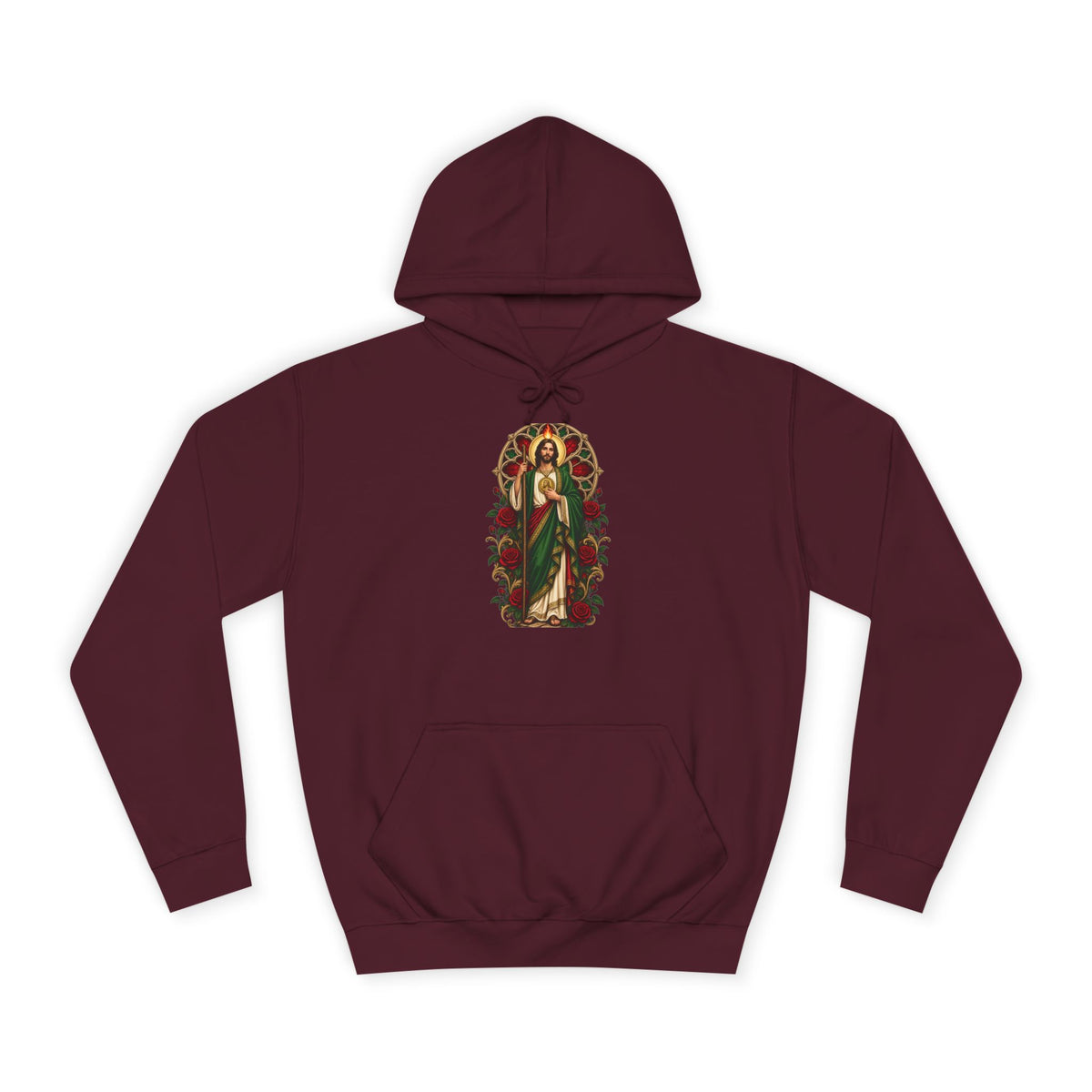 San Judas Tadeo Crimson Rose Window Unisex Hoodie