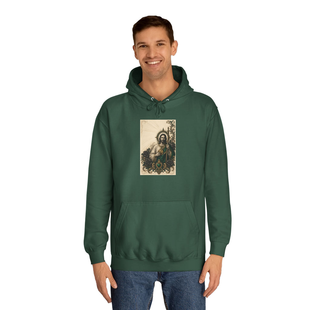 San Judas Tadeo Emerald & Gold Sacred Heart Unisex Hoodie product view 15