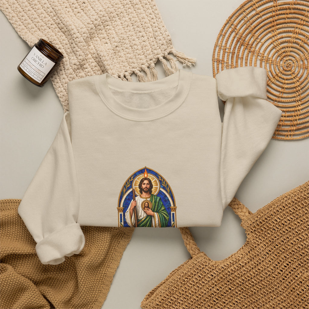 San Judas Tadeo Cobalt Chapel Mosaic Crewneck Sweatshirt
