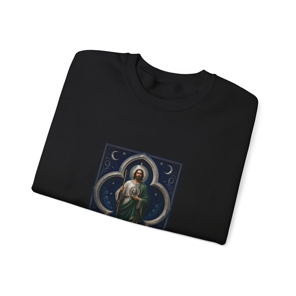 San Judas Tadeo Silver Moon Quatrefoil Crewneck Sweatshirt