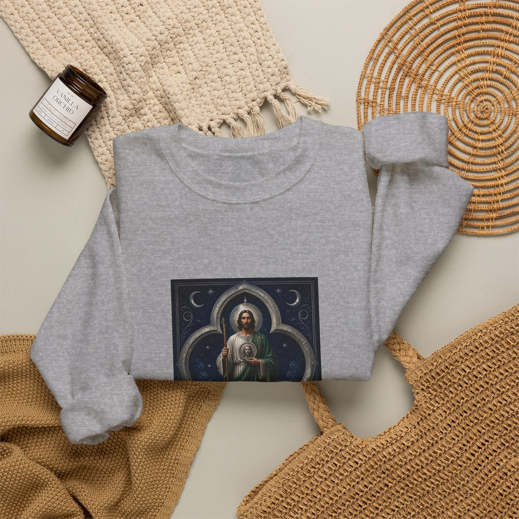 San Judas Tadeo Silver Moon Quatrefoil Crewneck Sweatshirt