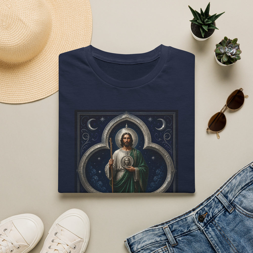 San Judas Tadeo Silver Moon Quatrefoil Unisex T-Shirt