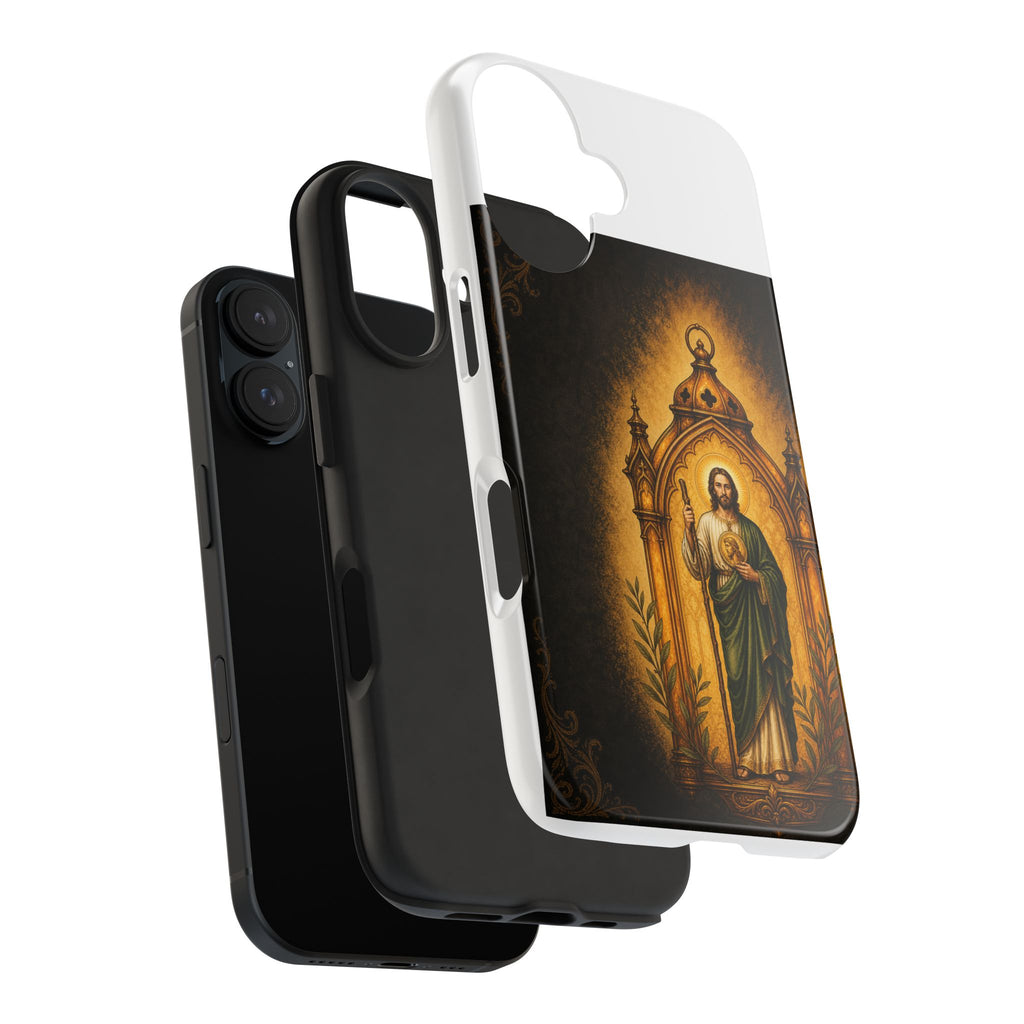 San Judas phone case with amber pilgrim lantern artwork, detail view 27