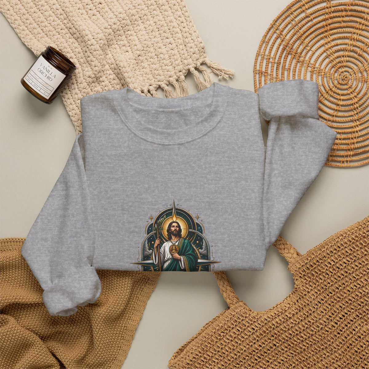 San Judas Tadeo Midnight Compass Crewneck Sweatshirt