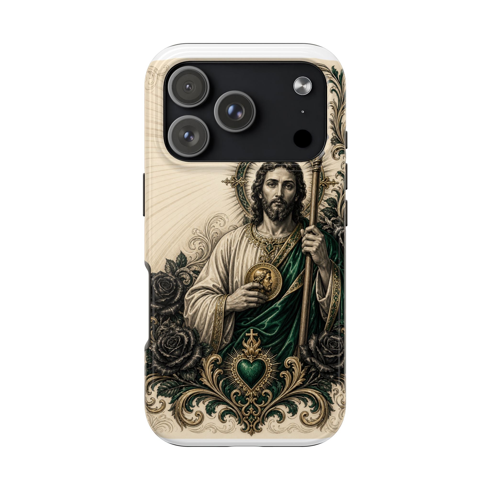 San Judas Tadeo Emerald & Gold Sacred Heart Tough Phone Case