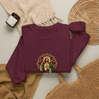 San Judas Tadeo Crimson Rose Window Crewneck Sweatshirt