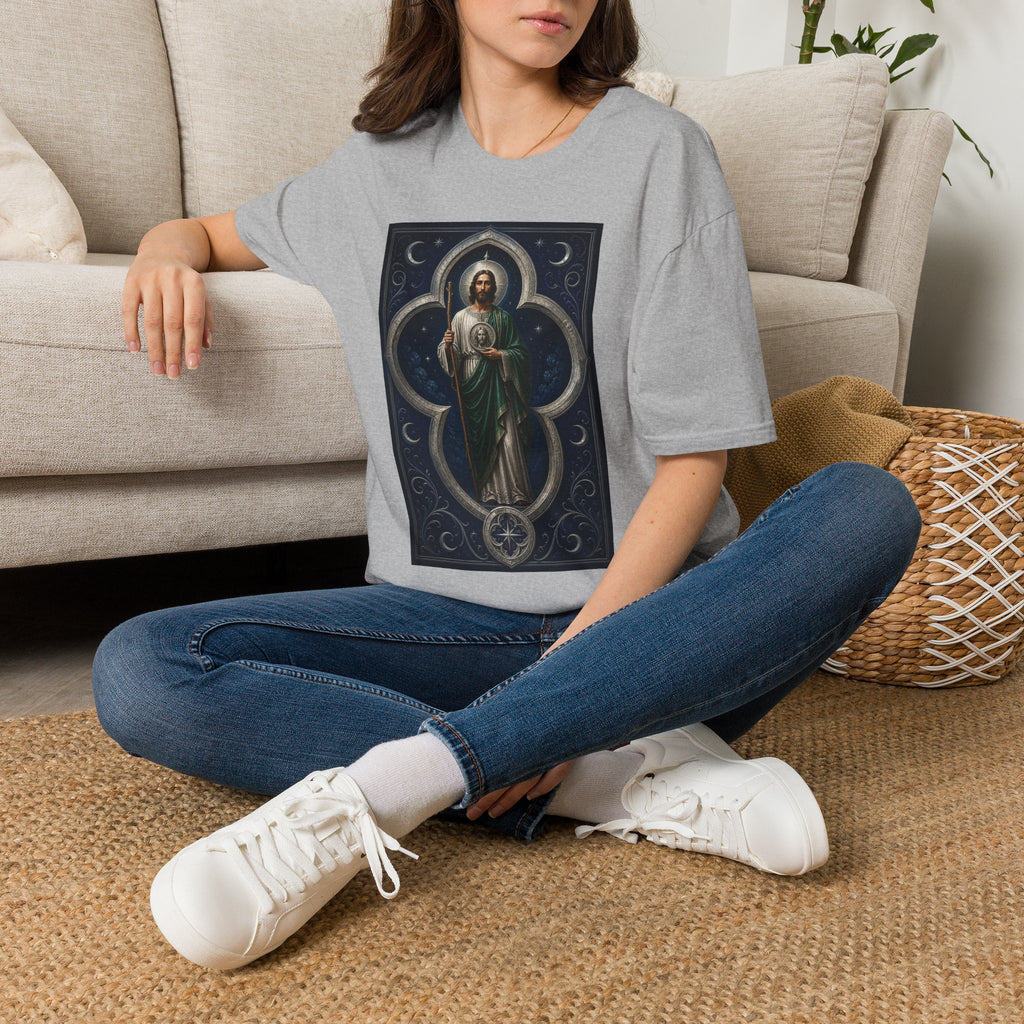 San Judas Tadeo Silver Moon Quatrefoil Unisex T-Shirt