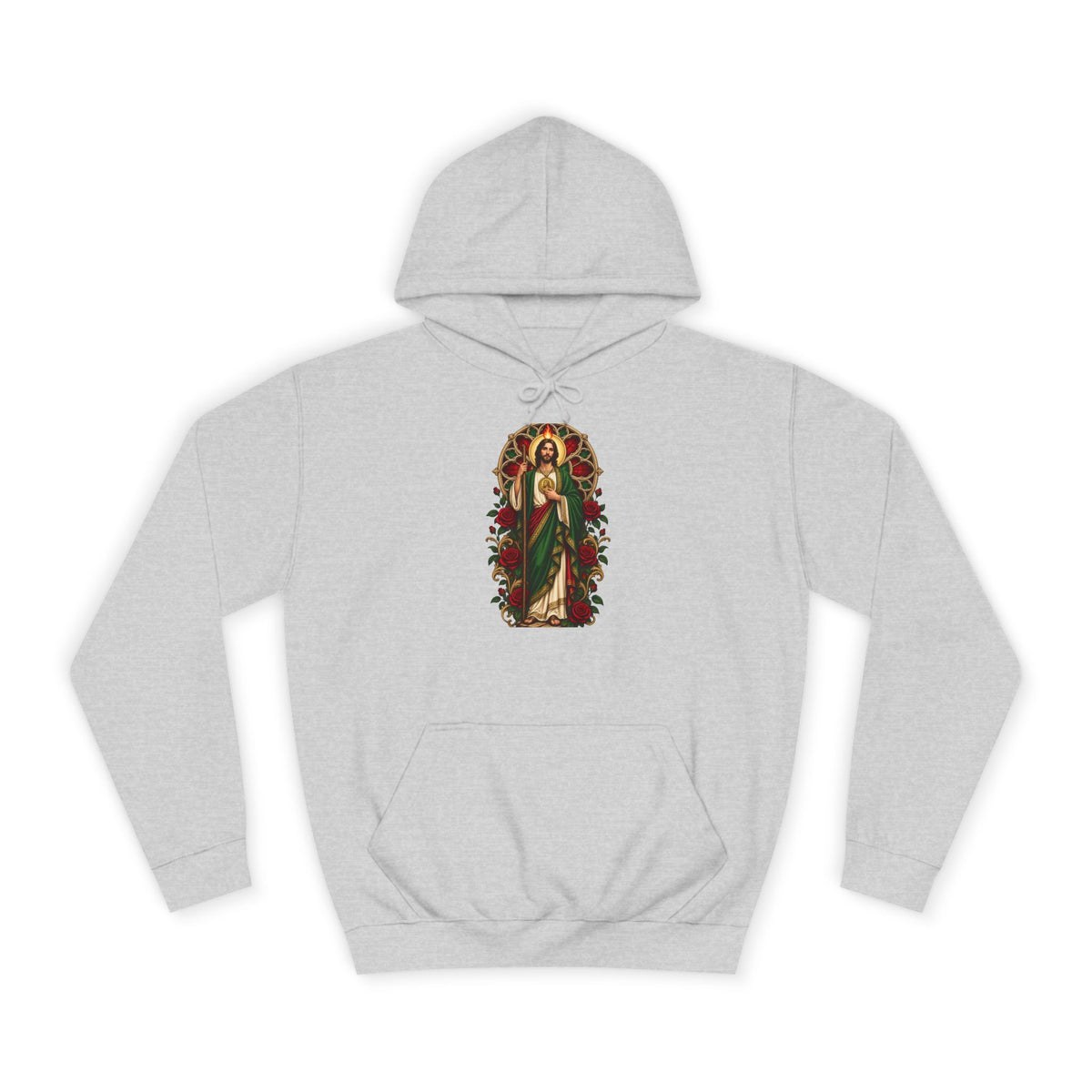San Judas Tadeo Crimson Rose Window Unisex Hoodie